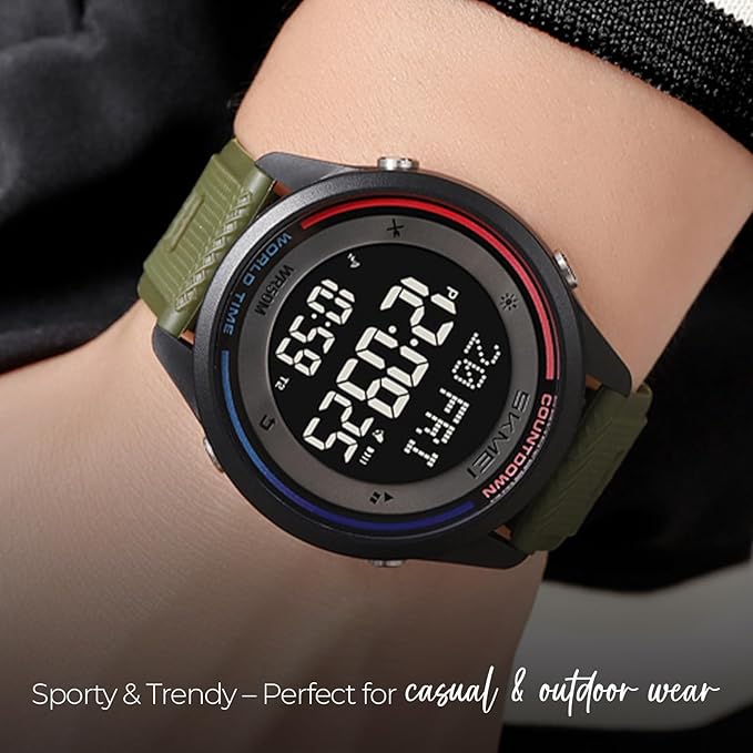 Skmei Digital Black Dial ABS Case TPU Strap Watch for Men - 2348