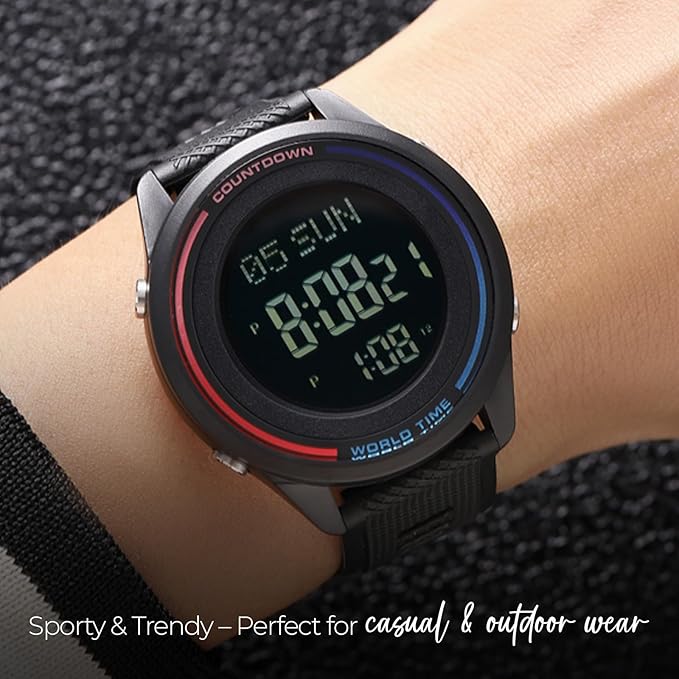 Skmei Digital Black Dial ABS Case TPU Strap Watch for Men - 2348