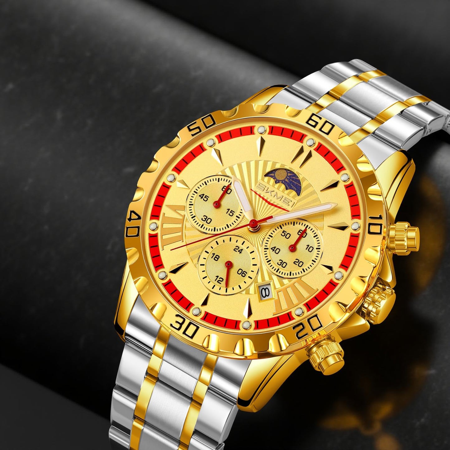 Luxury Multifunction Analog Wrist Watch with Metal Bracelet for men
