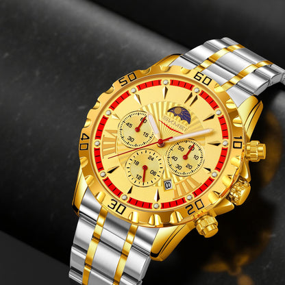 Luxury Multifunction Analog Wrist Watch with Metal Bracelet for men