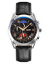 Analog Watch for Men with Silver - Black Leather Strap and Round Dial for Casual & Formal Wear