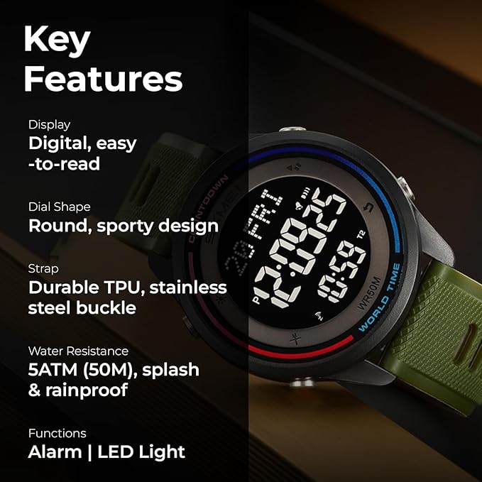 Skmei Digital Black Dial ABS Case TPU Strap Watch for Men - 2348