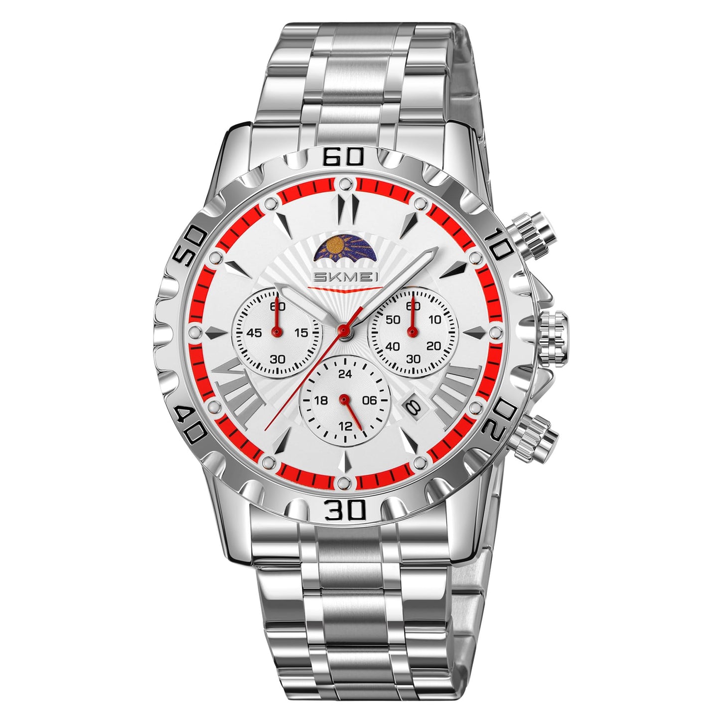 Luxury Multifunction Analog Wrist Watch with Metal Bracelet for men