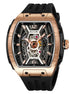 Automatic Watch for Men with Black Silicone Strap and Round Dial for Casual & Formal Wear