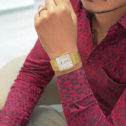Elegant Rectangular Analog Wrist Watch for men