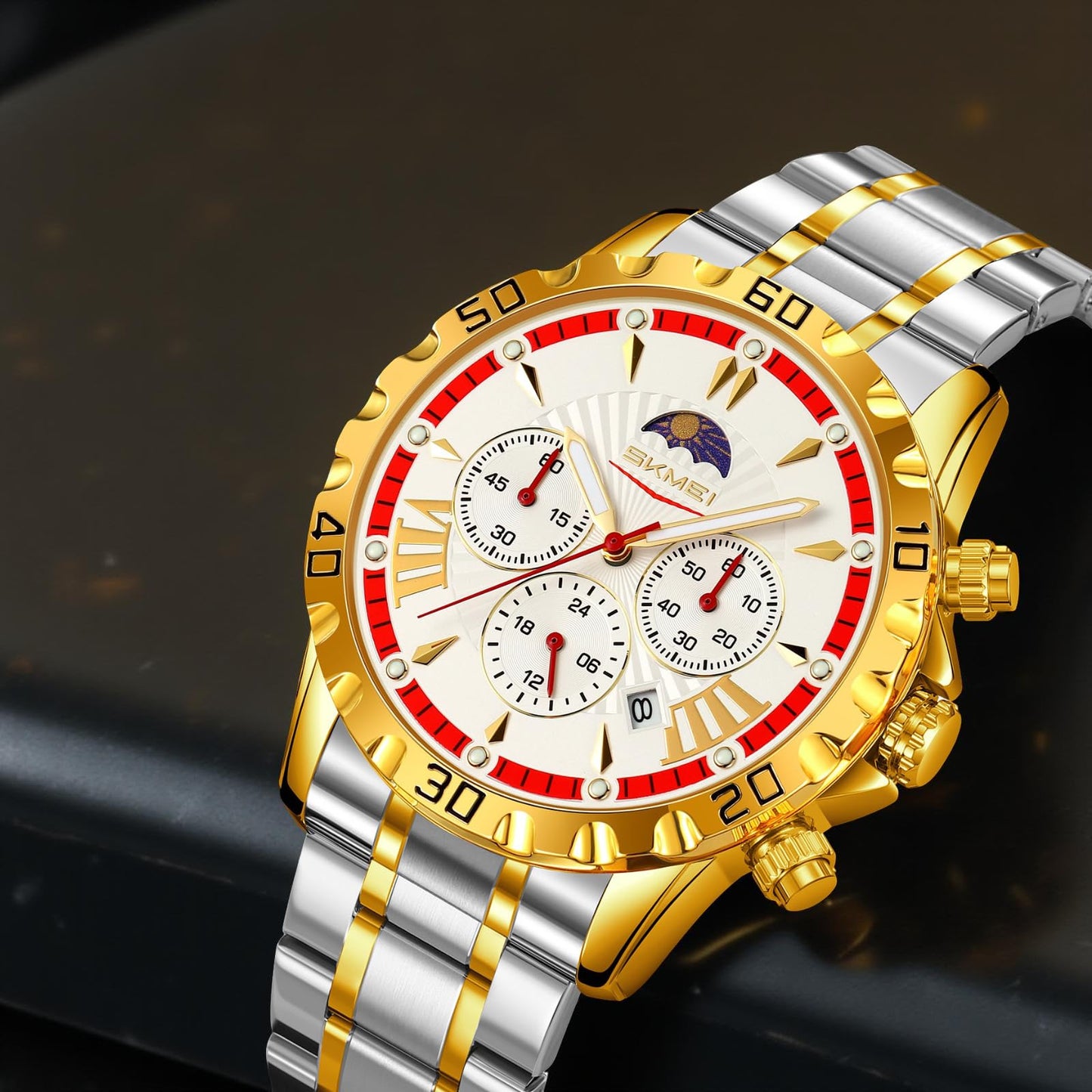 Luxury Multifunction Analog Wrist Watch with Metal Bracelet for men