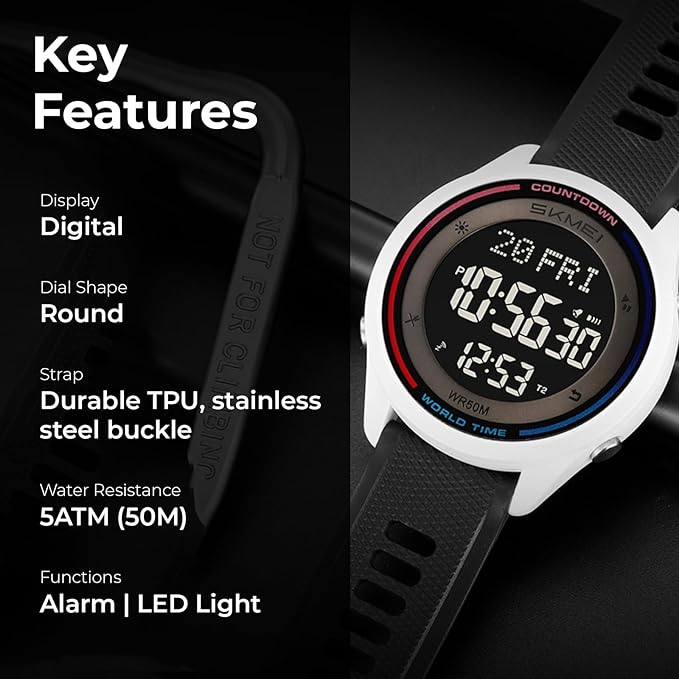 Skmei Digital Black Dial ABS Case TPU Strap Watch for Men - 2348