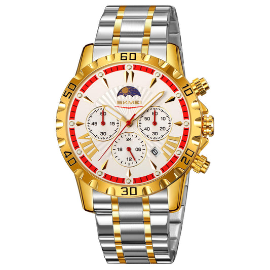 Luxury Multifunction Analog Wrist Watch with Metal Bracelet for men