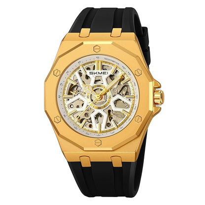Skmei Automatic Skeleton Mechanical Dial Stainless Steel Strap Analog Watch for Men - M036