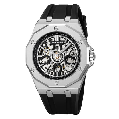 Skmei Automatic Skeleton Mechanical Dial Stainless Steel Strap Analog Watch for Men - M036