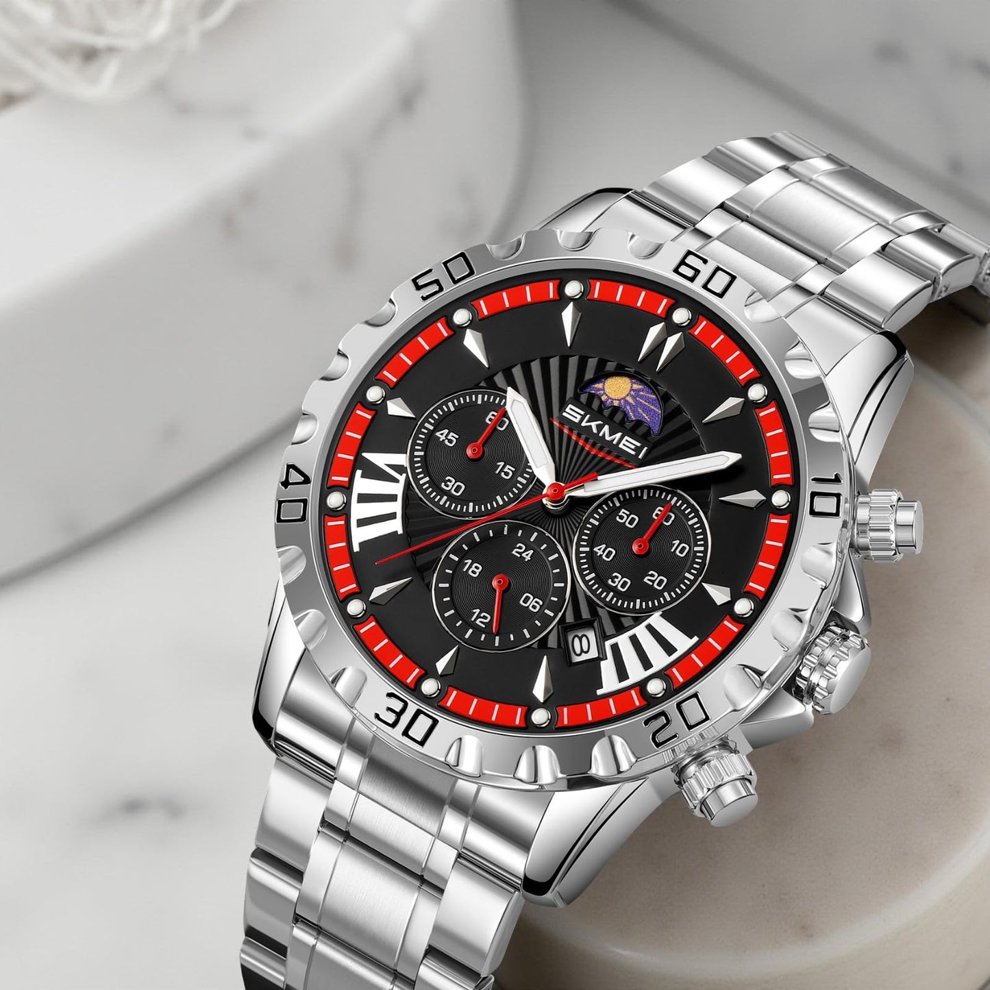 Luxury Multifunction Analog Wrist Watch with Metal Bracelet for men