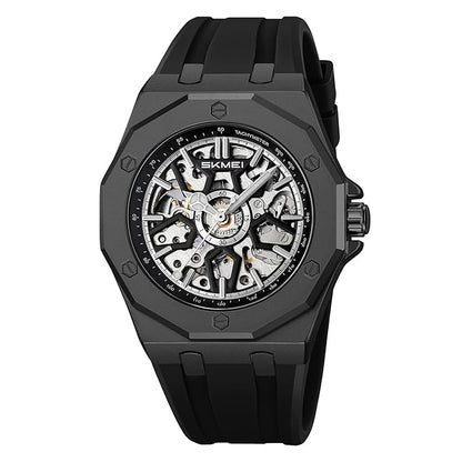 Skmei Automatic Skeleton Mechanical Dial Stainless Steel Strap Analog Watch for Men - M036