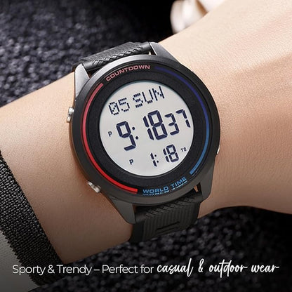 Skmei Digital Black Dial ABS Case TPU Strap Watch for Men - 2348