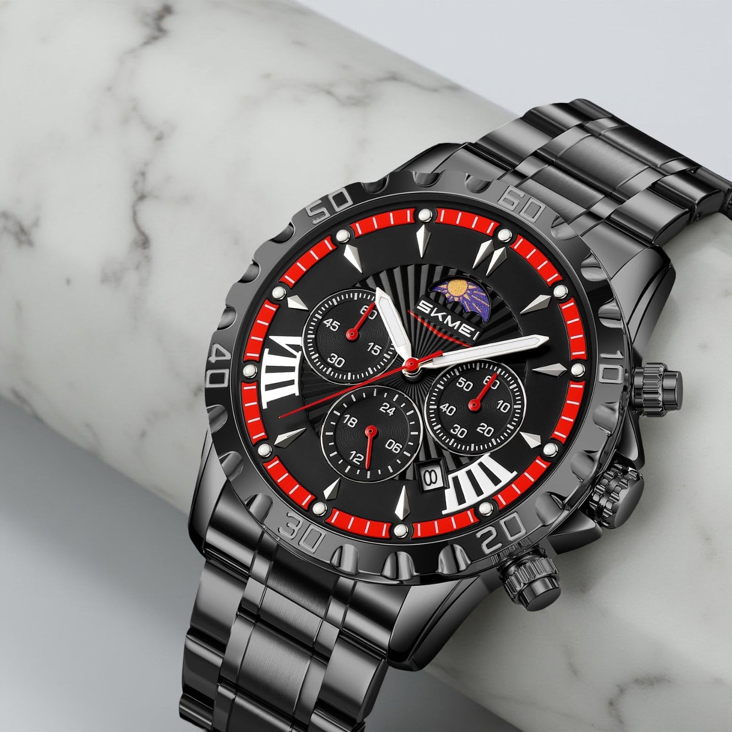 Luxury Multifunction Analog Wrist Watch with Metal Bracelet for men