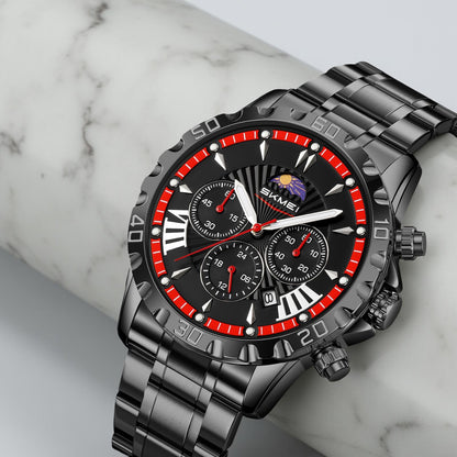 Luxury Multifunction Analog Wrist Watch with Metal Bracelet for men