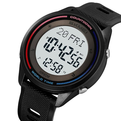 Skmei Digital Black Dial ABS Case TPU Strap Watch for Men - 2348