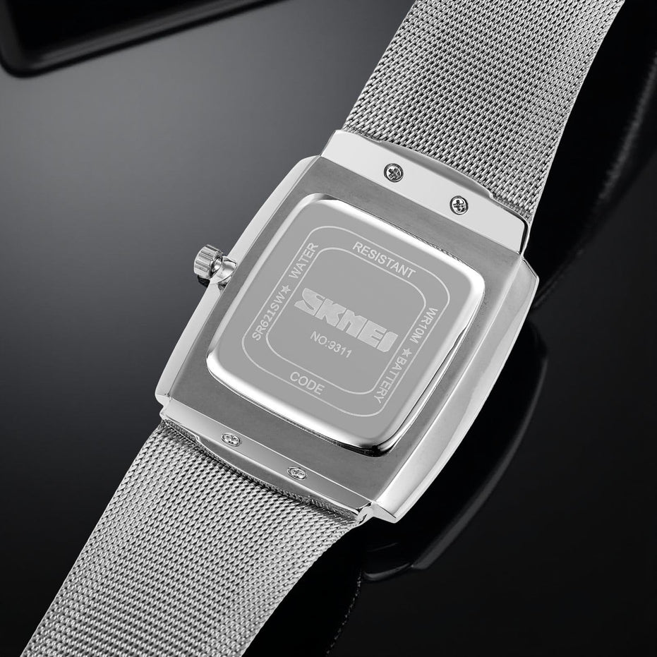 Analog Watch for Men with Silver Black Stainless Steel Strap and Round Dial for Casual & Formal Wear