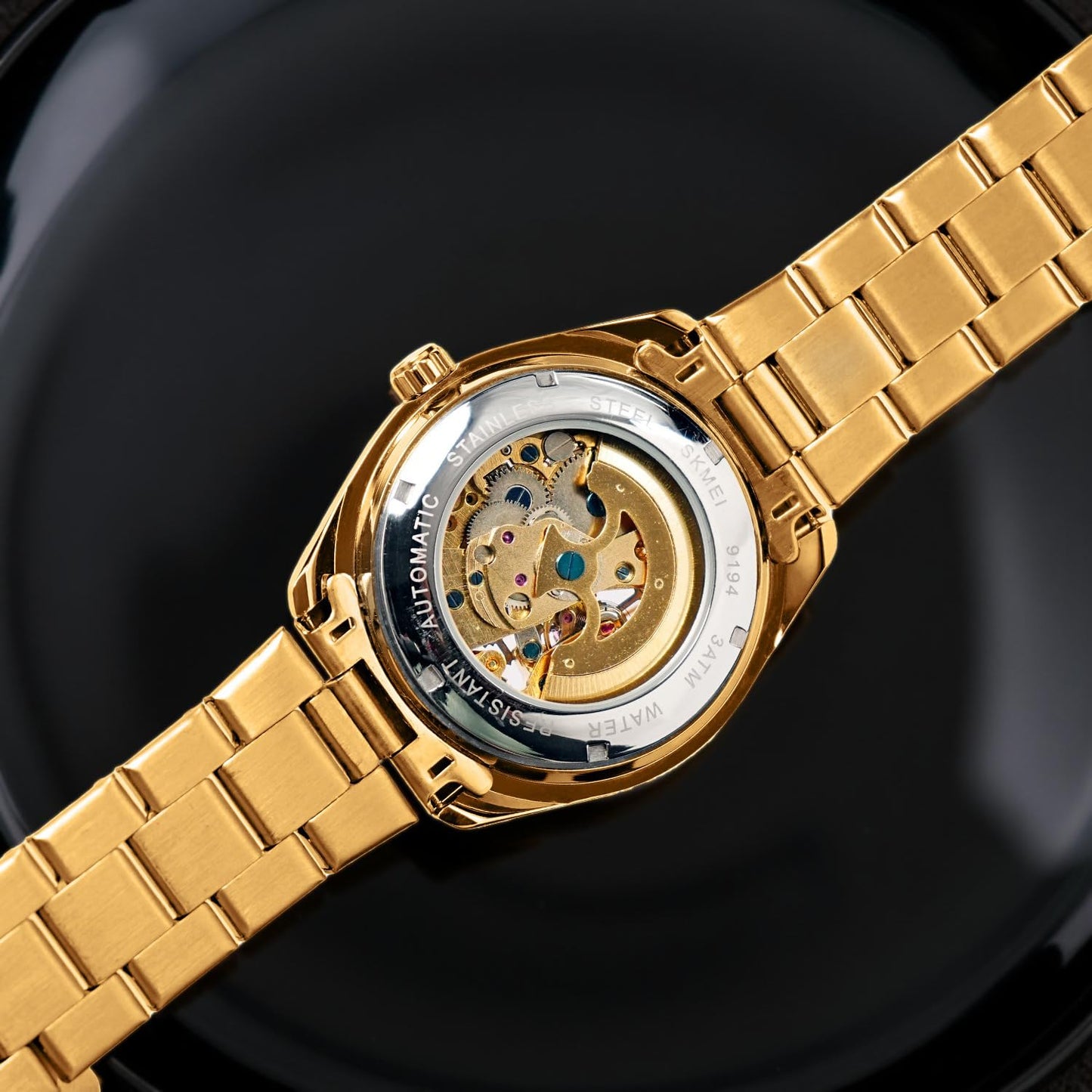 Luxury Skeleton Analog Wrist Watch with Metal Strap For Men
