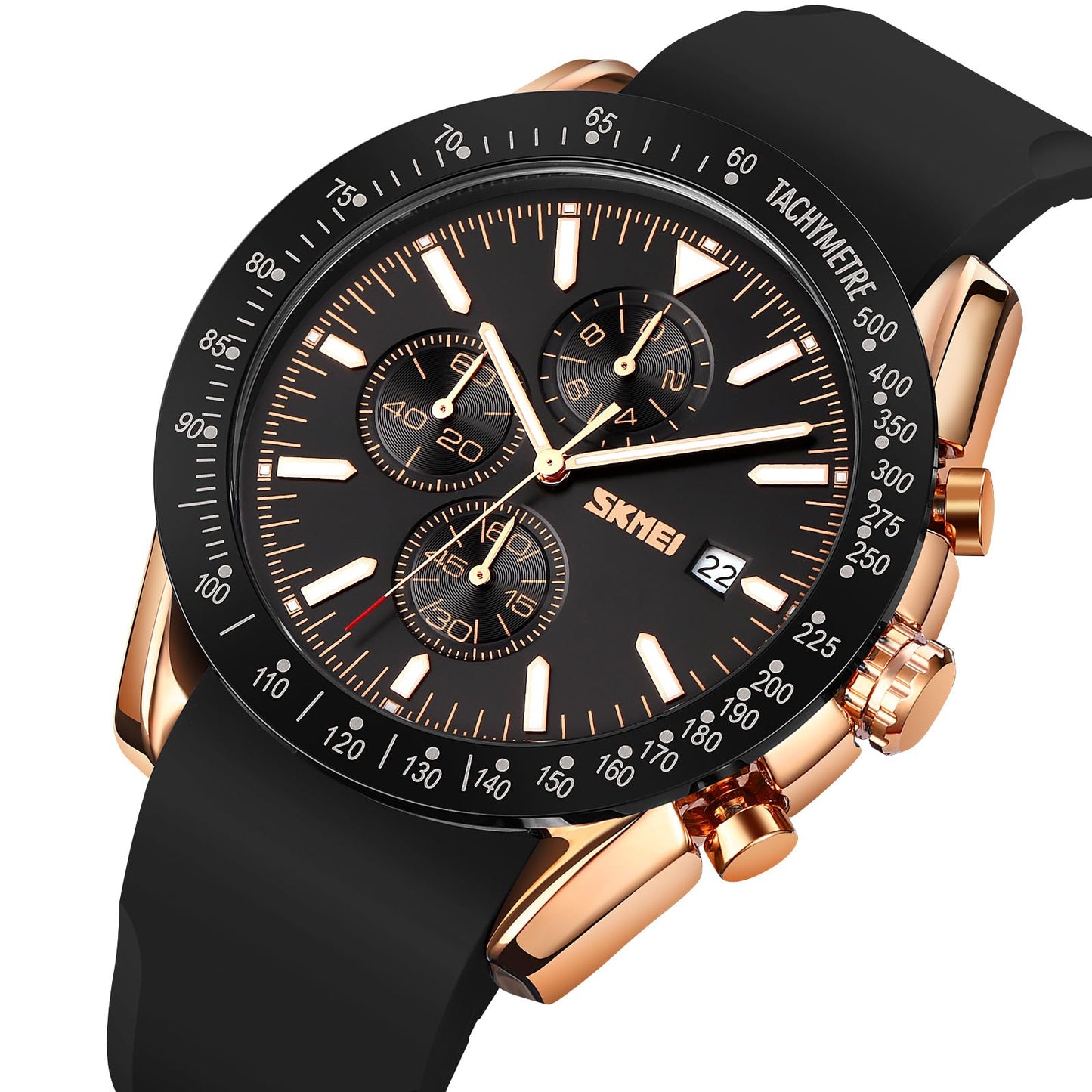 Sporty Analog Chronograph Wrist Watch with Flexible Strap For Men