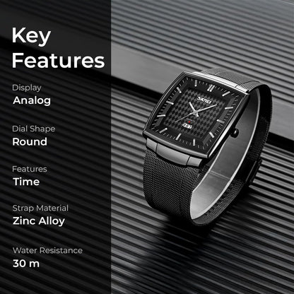 Elegant Rectangular Analog Wrist Watch for men