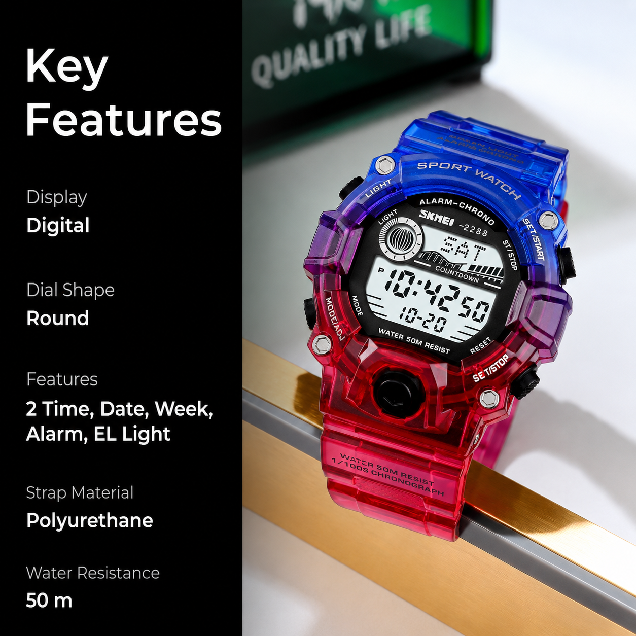 Digital Sports Watch with Rugged Design and Multi Function Display for kids