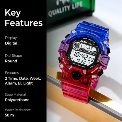 Digital Sports Watch with Rugged Design and Multi Function Display for kids