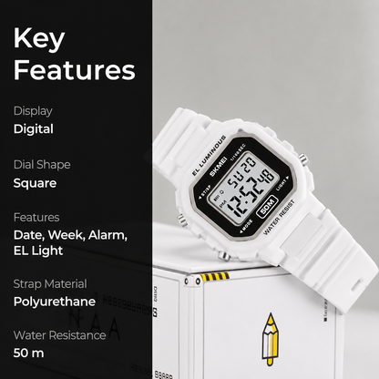 Classic Digital Watch for Men and Boys with Retro Style Display and Comfortable Strap