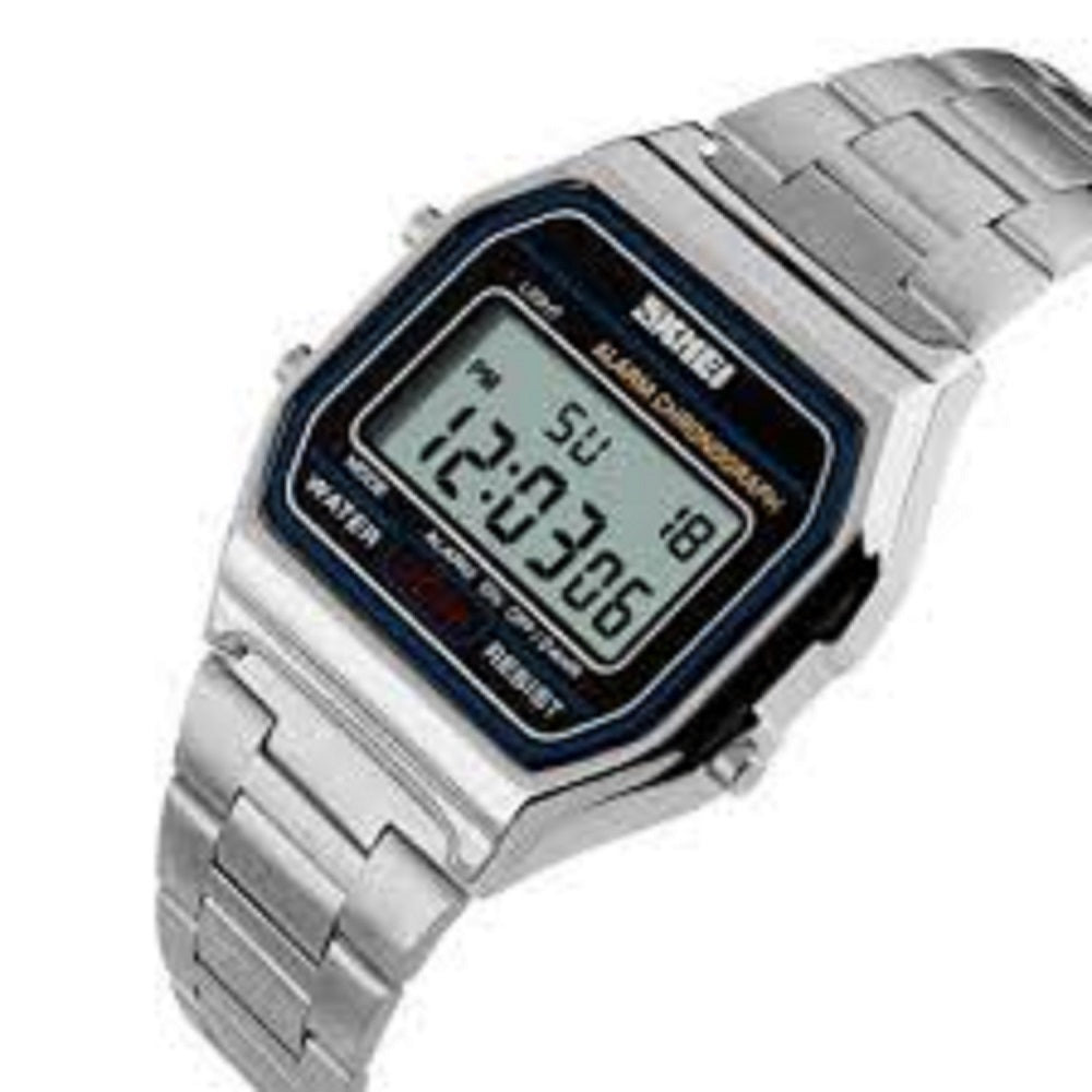 Vintage Digital Wrist Watch with Metal Strap For Women