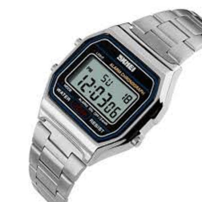 Vintage Digital Wrist Watch with Metal Strap For Women