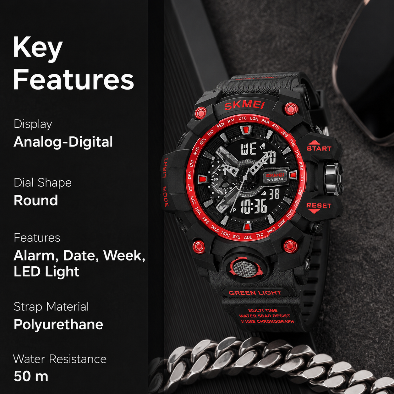 Rugged Dual Display Sports Watch for Outdoor Adventures for men