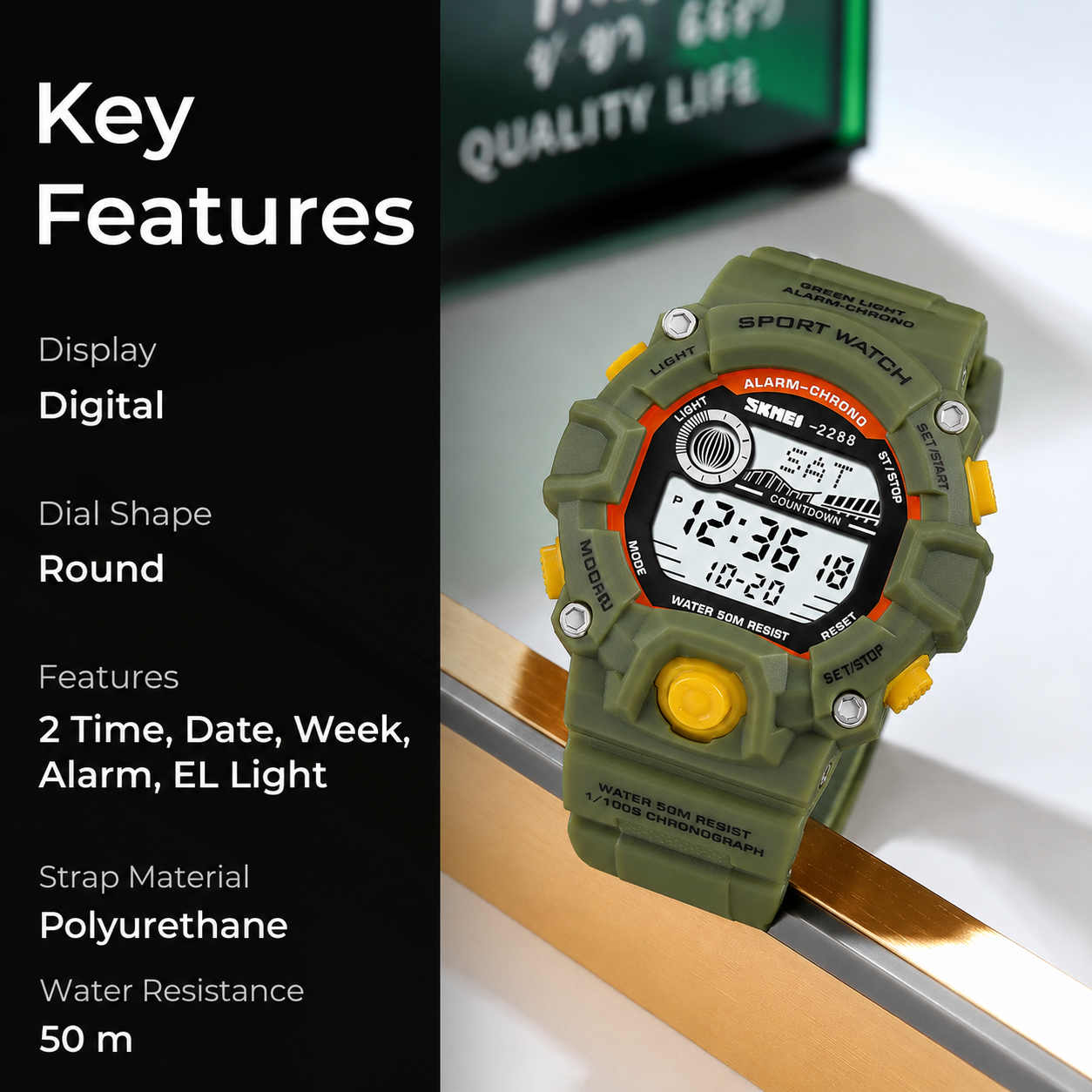 Digital Sports Watch with Rugged Design and Multi Function Display for kids