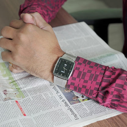 Elegant Rectangular Analog Wrist Watch for men