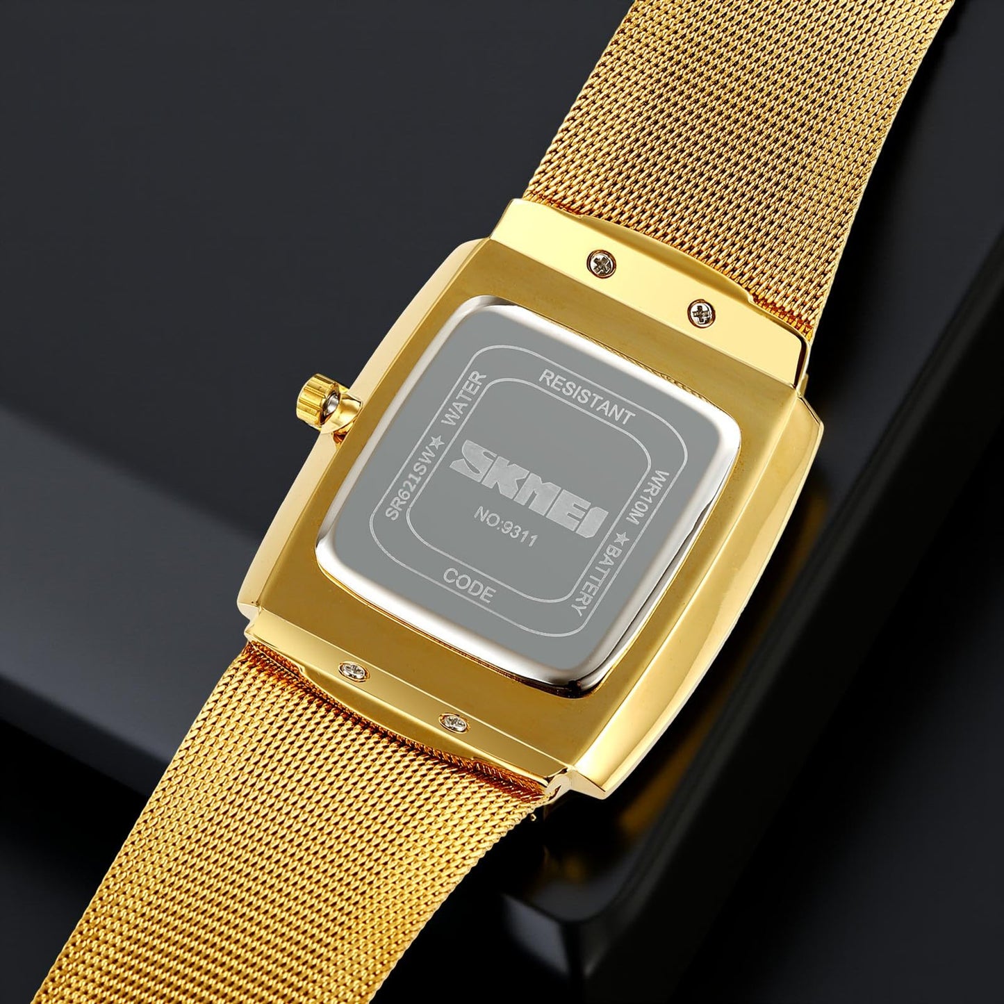 Elegant Rectangular Analog Wrist Watch for men