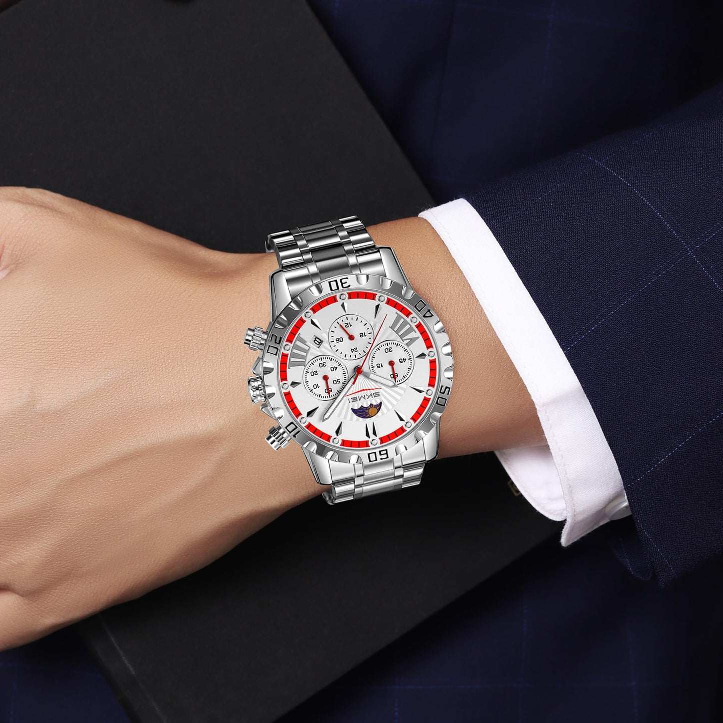 Luxury Multifunction Analog Wrist Watch with Metal Bracelet for men