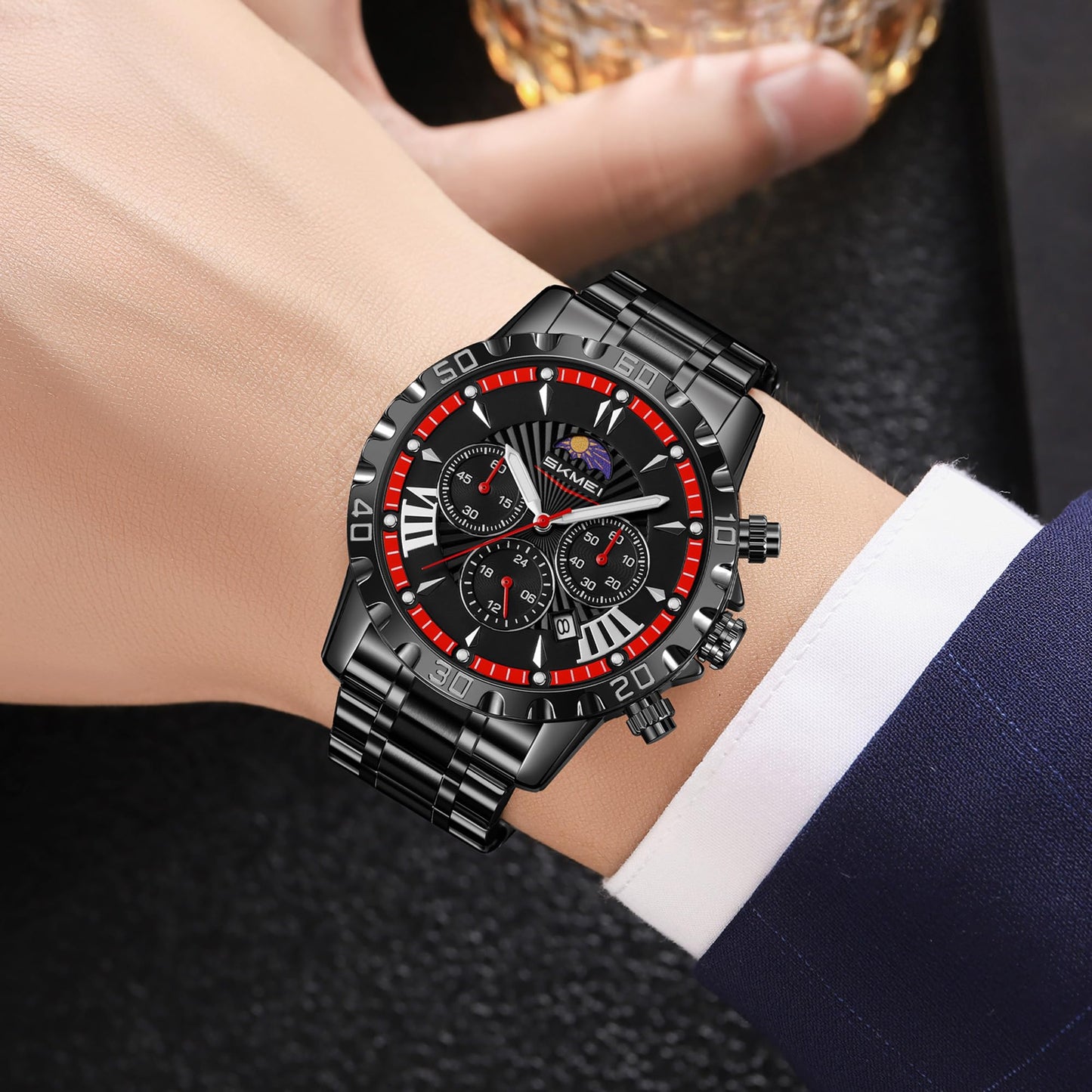 Luxury Multifunction Analog Wrist Watch with Metal Bracelet for men
