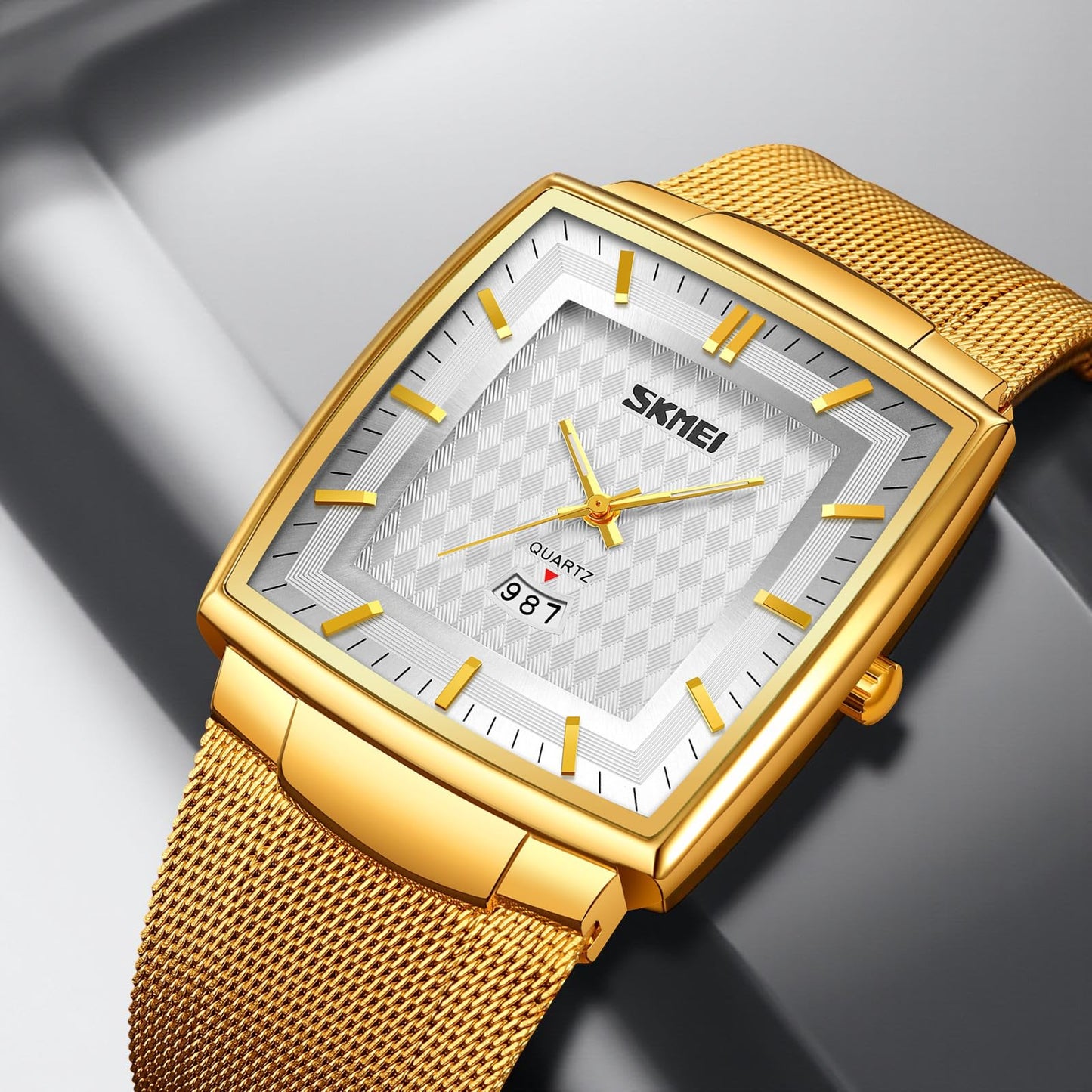 Elegant Rectangular Analog Wrist Watch for men