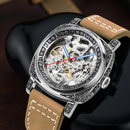 Skeleton Dial Mechanical Strap Automatic Watch For Men