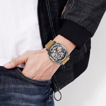Skeleton Dial Mechanical Strap Automatic Watch For Men