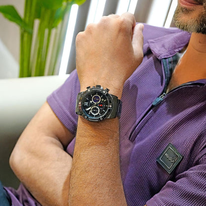 Premium Analog Chronograph Wrist Watch with Metal Strap For Men