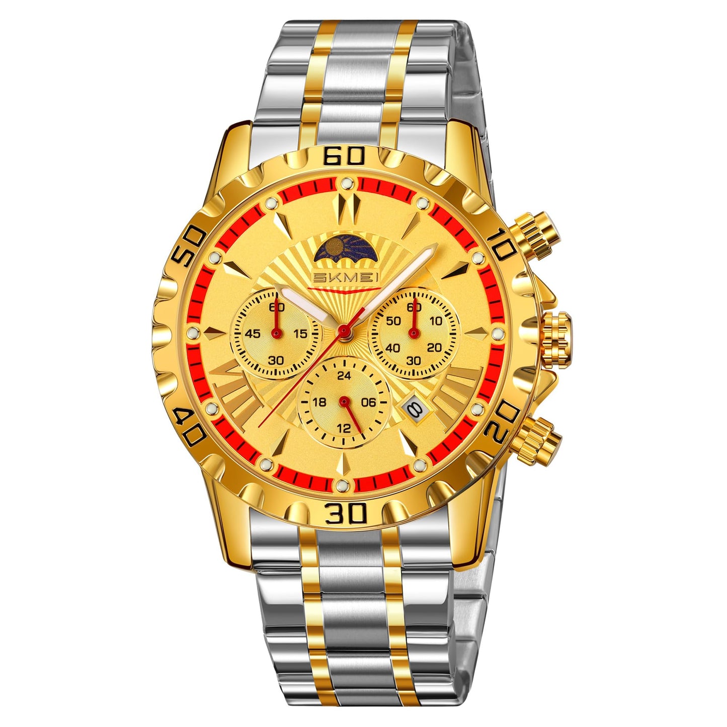 Luxury Multifunction Analog Wrist Watch with Metal Bracelet for men