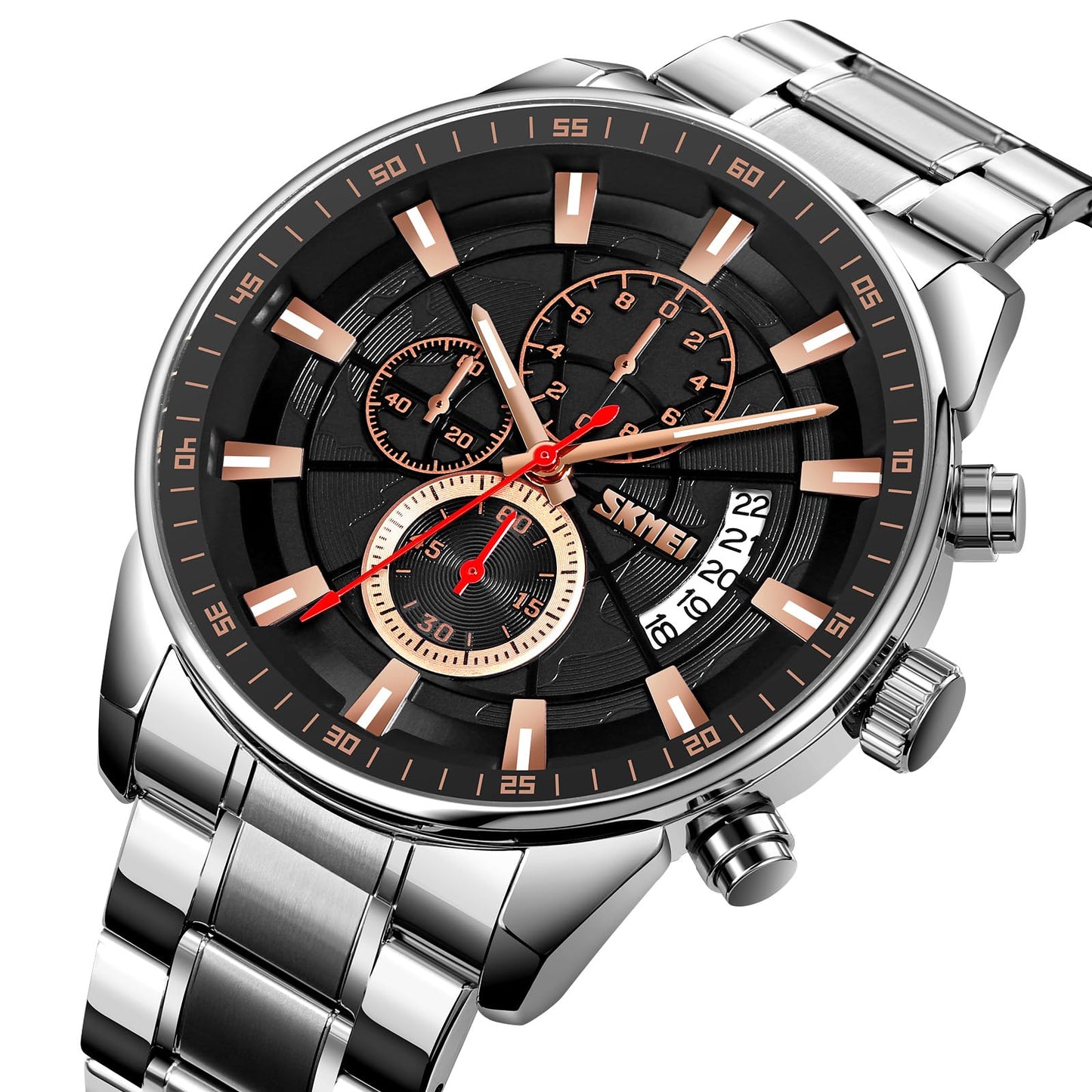 Premium Analog Chronograph Wrist Watch with Metal Strap For Men