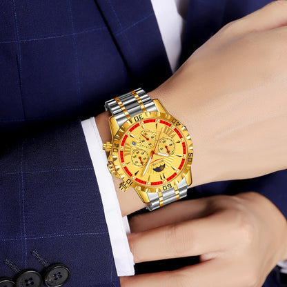 Luxury Multifunction Analog Wrist Watch with Metal Bracelet for men