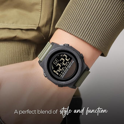 Skmei Solar Digital Black Dial ABS Case TPU Strap Watch for Men - 2358
