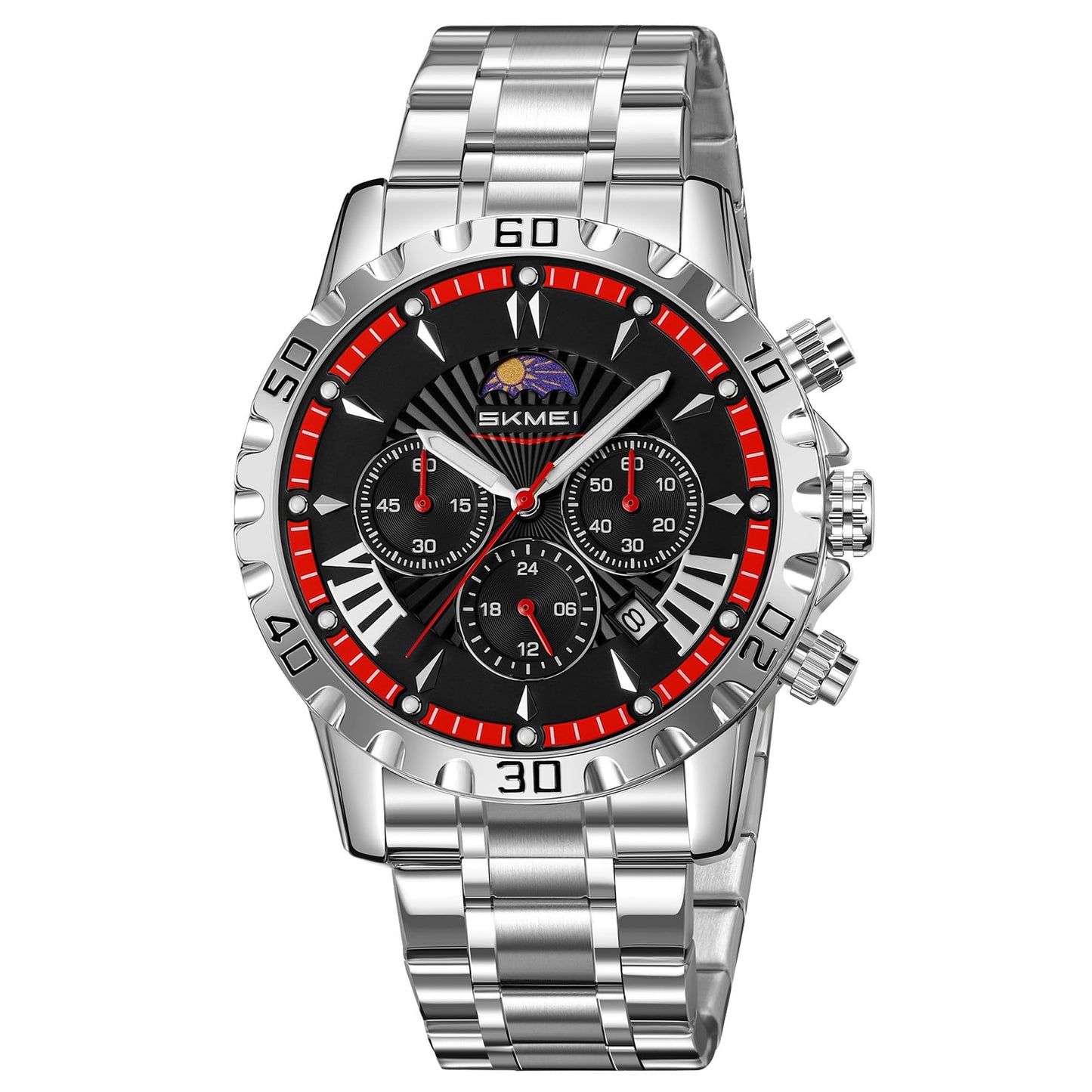 Luxury Multifunction Analog Wrist Watch with Metal Bracelet for men