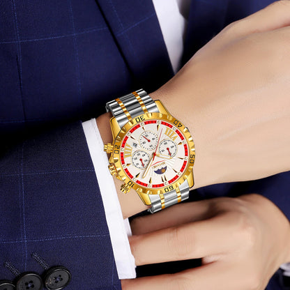 Luxury Multifunction Analog Wrist Watch with Metal Bracelet for men