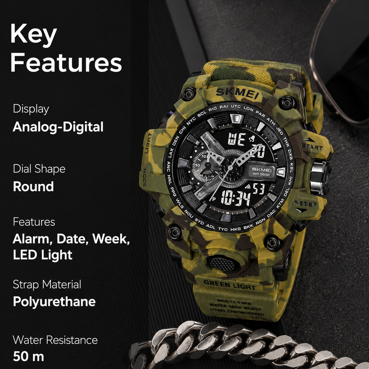 Rugged Dual Display Sports Watch for Outdoor Adventures for men