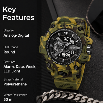 Rugged Dual Display Sports Watch for Outdoor Adventures for men
