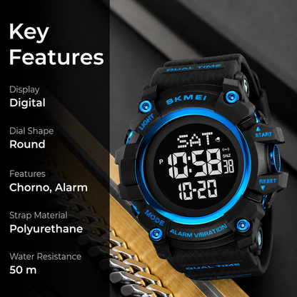 Outdoor Digital Sports Watch with Vibration Alert for men