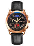 Analog Watch for Men with Rose Gold - Black Leather Strap and Round Dial for Casual & Formal Wear