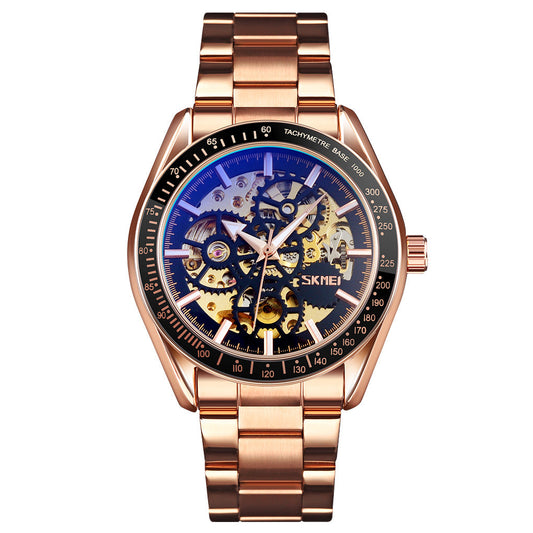 Automatic Skeleton Dial Stainless Steel Watch For Men - 9194